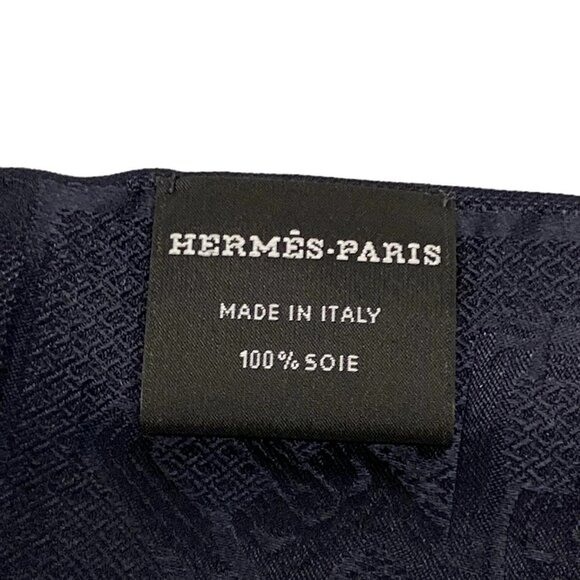 Auth HERMES Ankle/Marine Silk Scarf - Picture 2 of 3